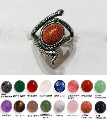 Handmade Natural Stone Gemstone Rings with Copper & Silver, Stone Size 8*10mm, No. 36 ABC Rugs Kilims